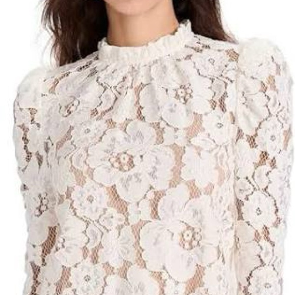 Wayf Lace Floral Blouse - White
